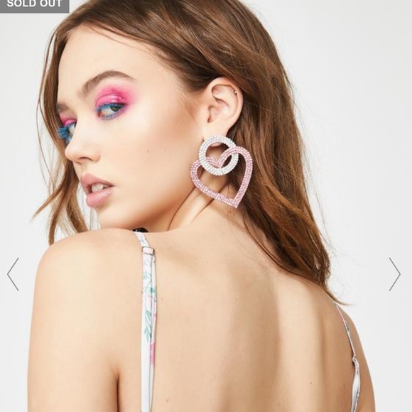 STUNNA SWEETHEART RHINESTONE EARRINGS (NEW) - Picture 1 of 4